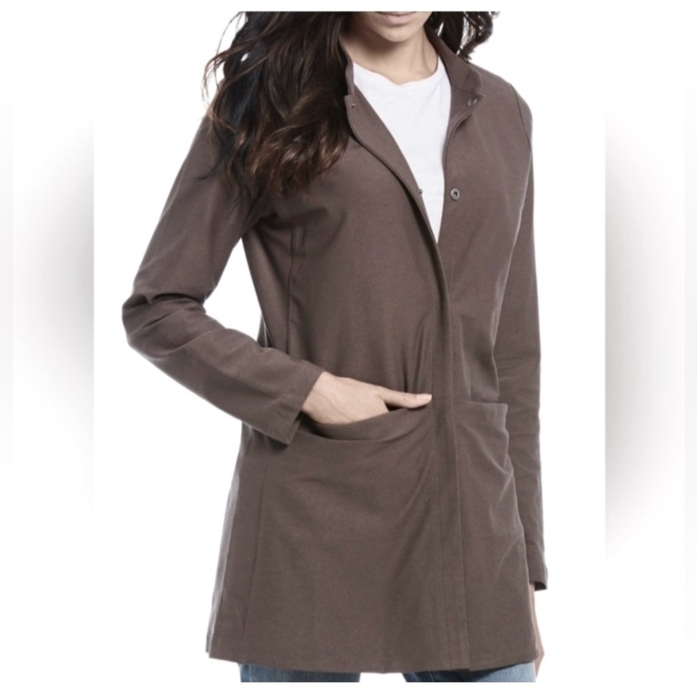 Eileen Fisher Crepe Stretch Cobblestone Long Sleeve Jacket Size M/P